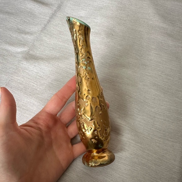 Source Unknown Other - Vintage Gold and Turquoise Mini Vase accent decor